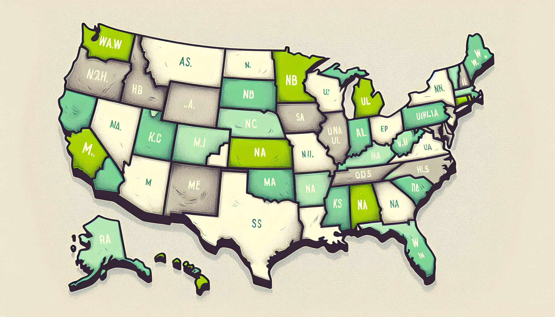 Map of the United States with states where sports betting is legal highlighted