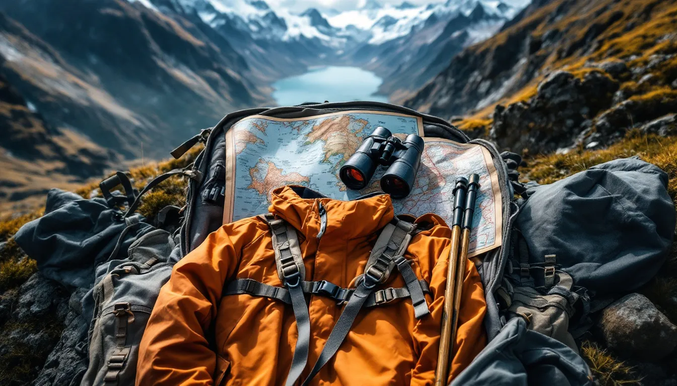 A well-organized packing list for a trip to Patagonia, featuring essential gear and accessories.