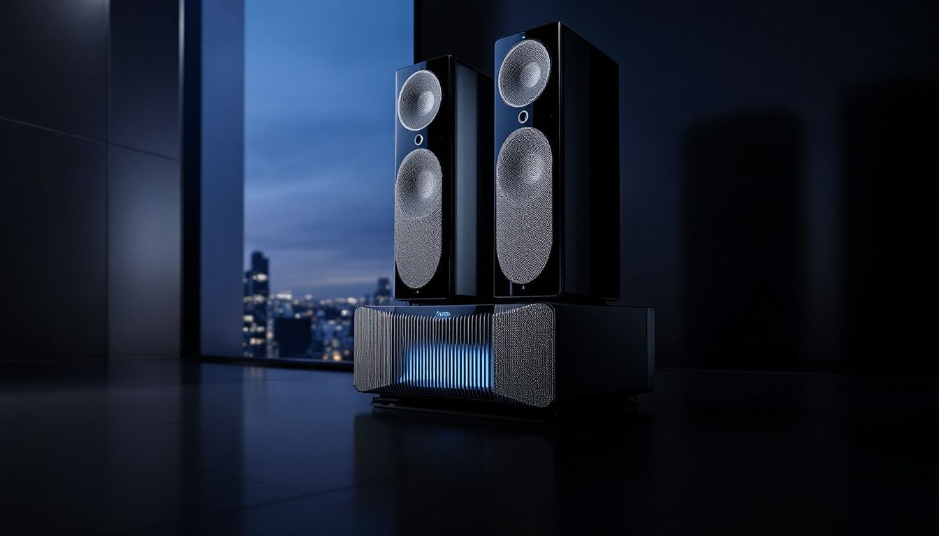 Ein High End Audiosystem mit Lautsprechern und Subwoofern.