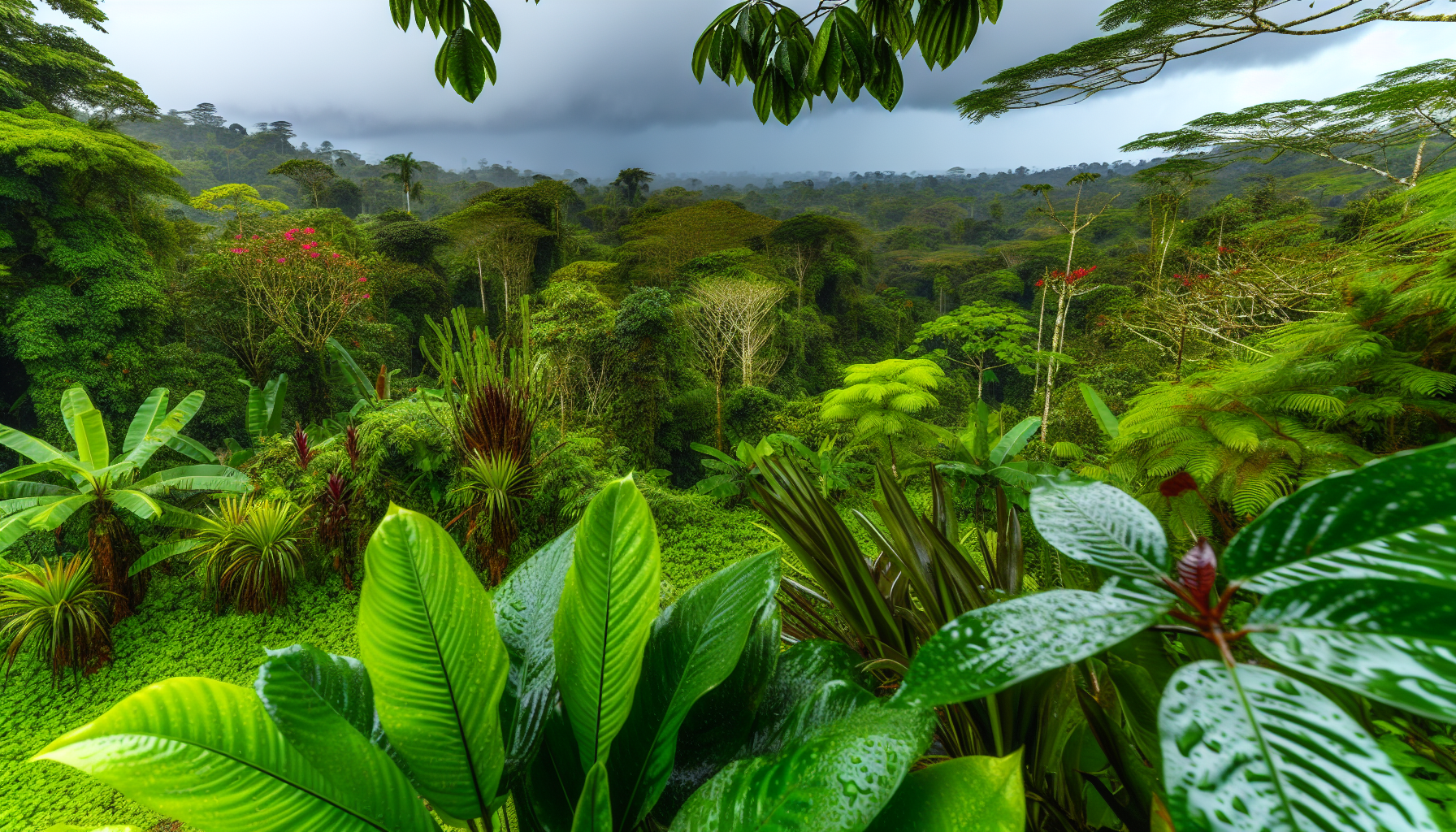 Lush green landscape during Costa Rica's rainy season