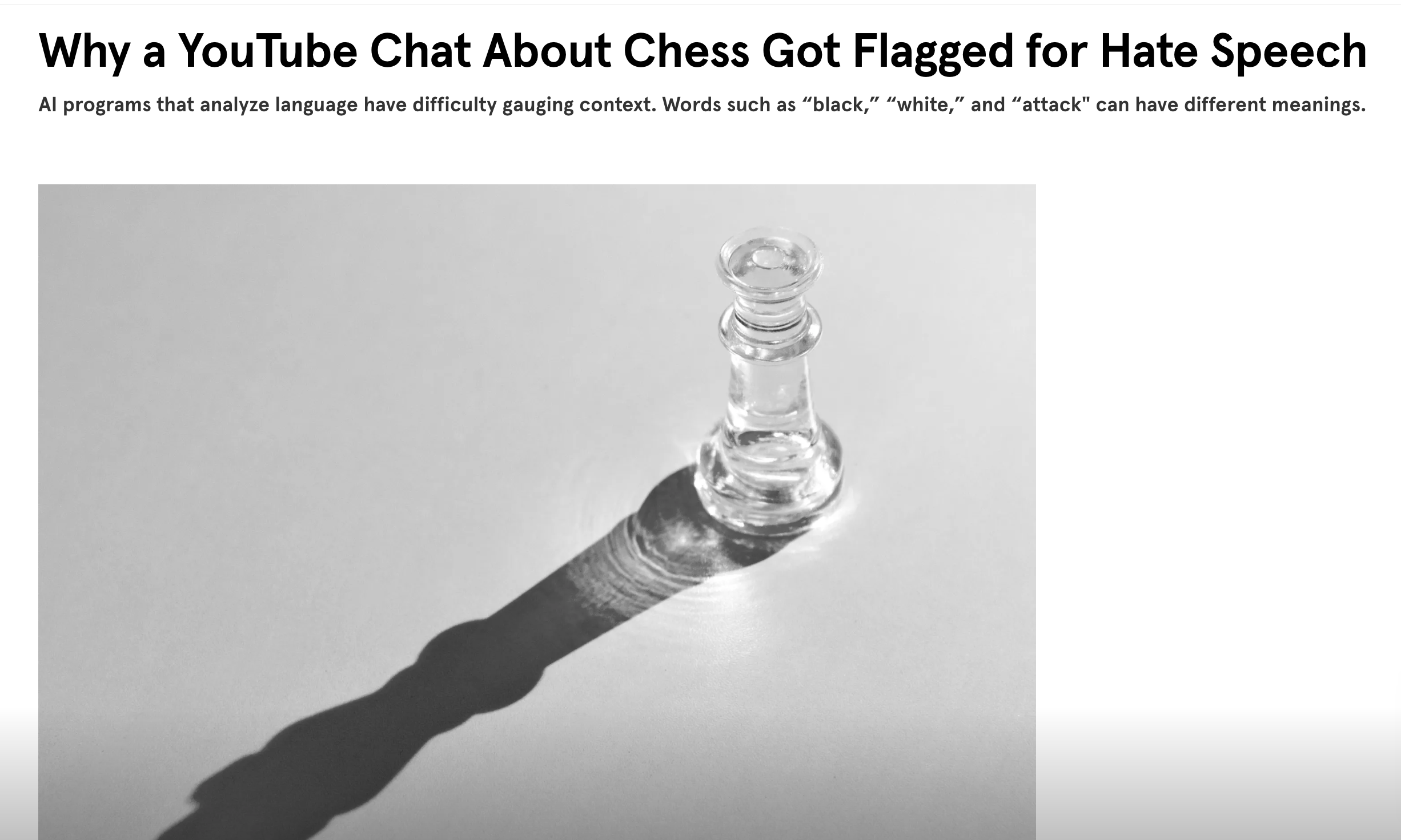 Youtube Chat About Chess flagged for hate speech