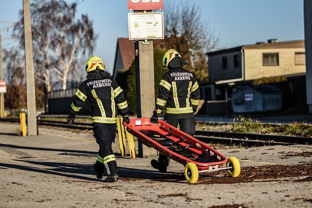 firefighter, stretcher, accident