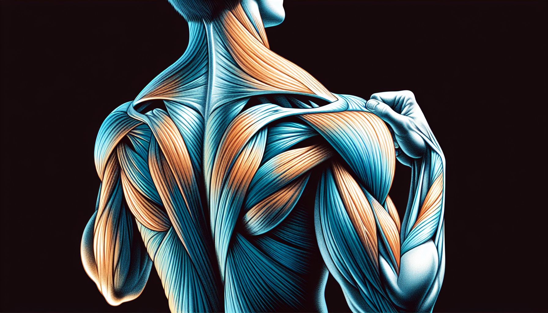Illustration of shoulder blade squeeze exercise for strengthening shoulder blades