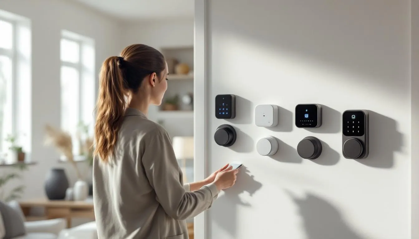 A person comparing different smart locks while considering their compatibility with smart home systems.
