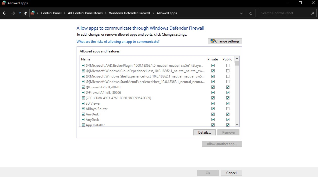 Adding as an Exception through Windows Firewall