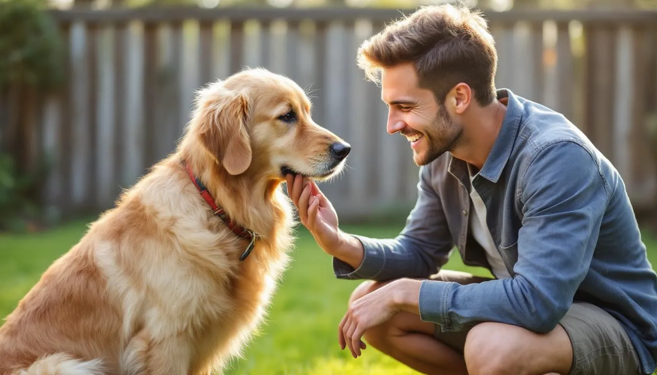 In this image, a human is playfully interacting with a dog, showcasing the dog