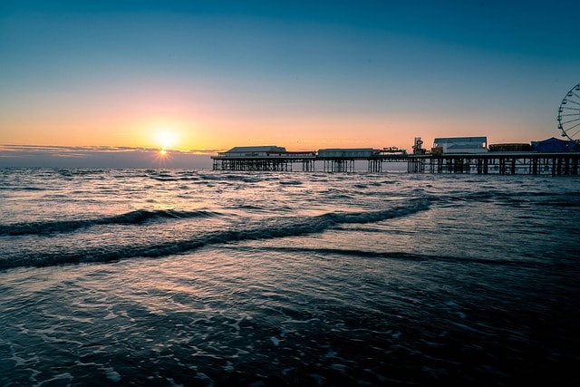 mer, océan, coucher de soleil, plage, jetée, paysage marin, Blackpool, bord de mer, lever de soleil, aube, petit matin, paysage, Blackpool, Blackpool, Blackpool, Blackpool