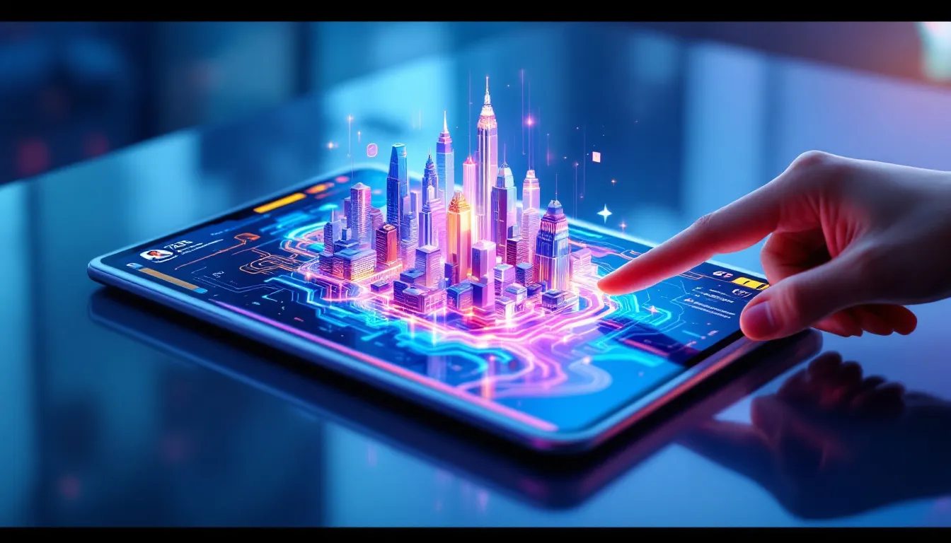 Software-Funktionen eines Tablets in Aktion.