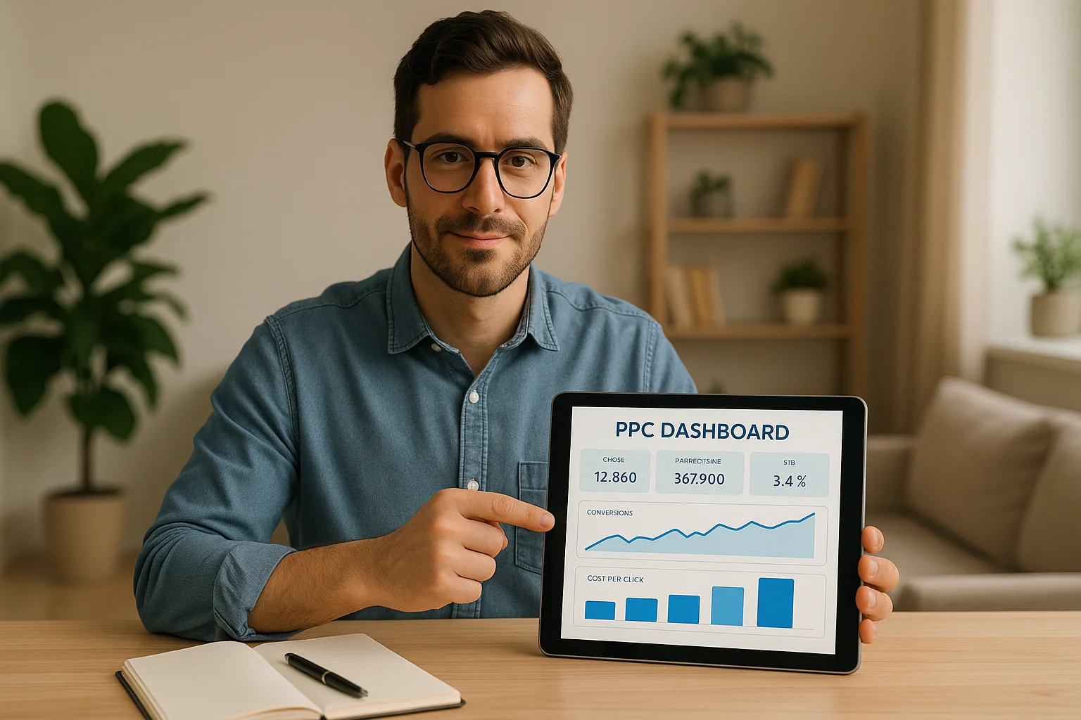 Small business owner successfully running PPC ads solo in a manageable setup.