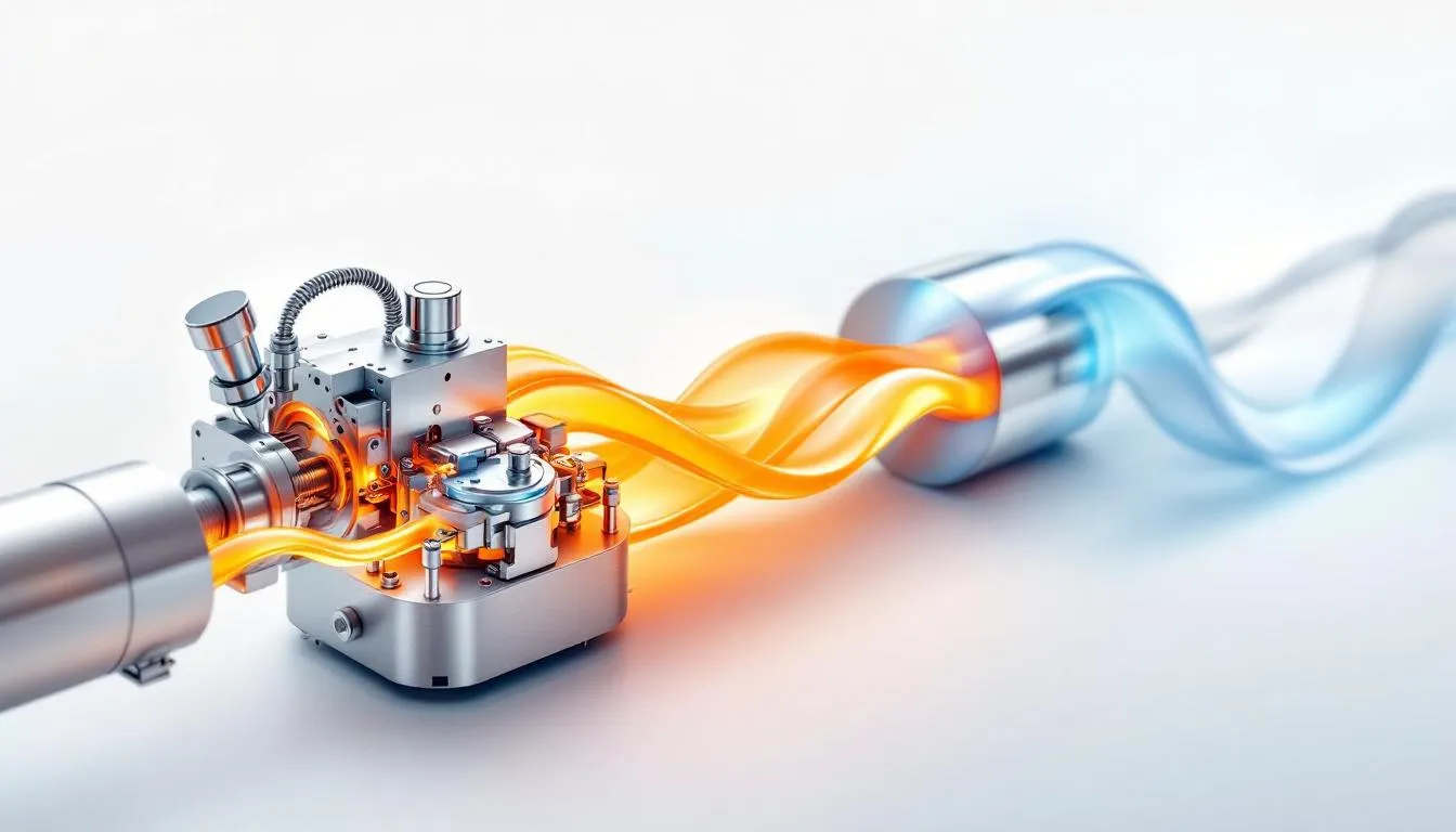 The extrusion process showcasing molten plastic being shaped.