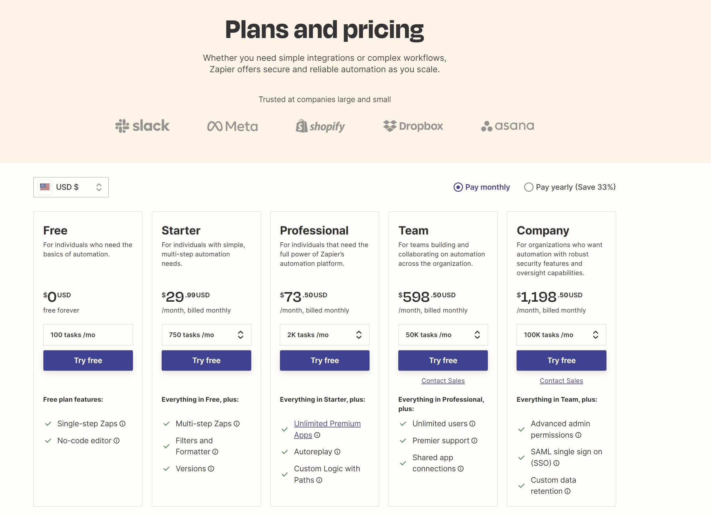 zapier pricing