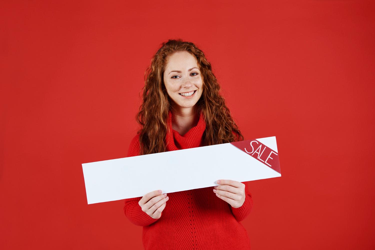 woman offering a sale as a strategy