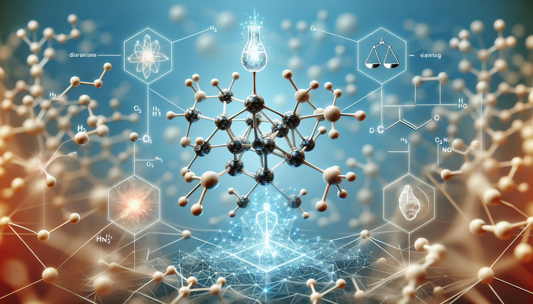 Illustration of a molecule structure representing nitric oxide