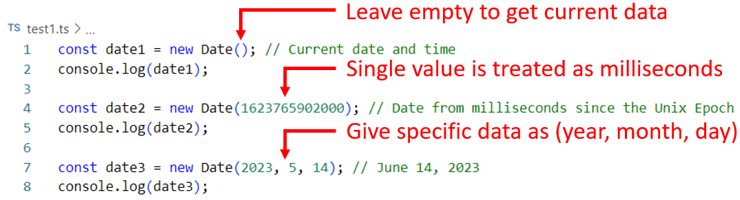 Use of the Date() constructor