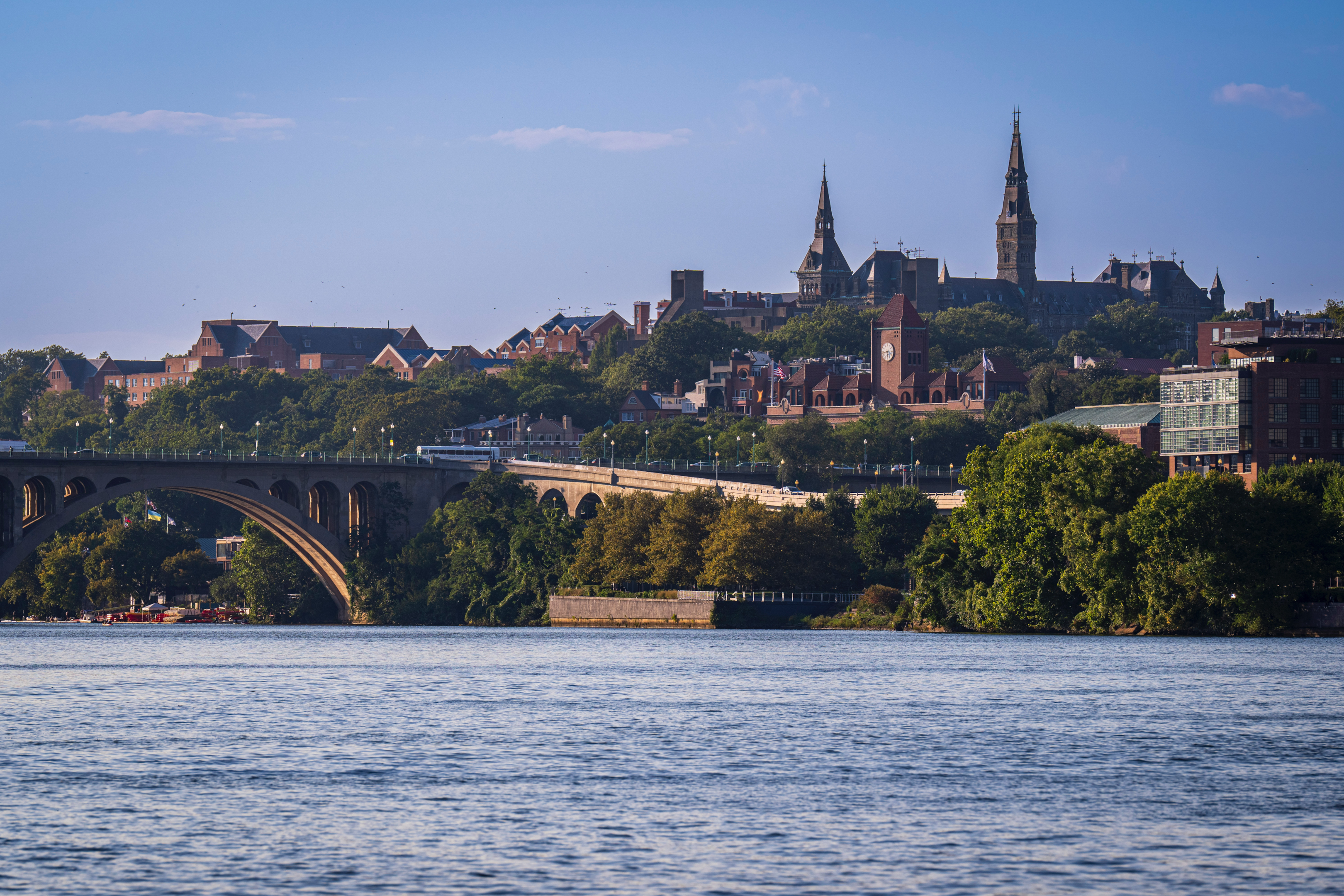 city ​​buildings near the river