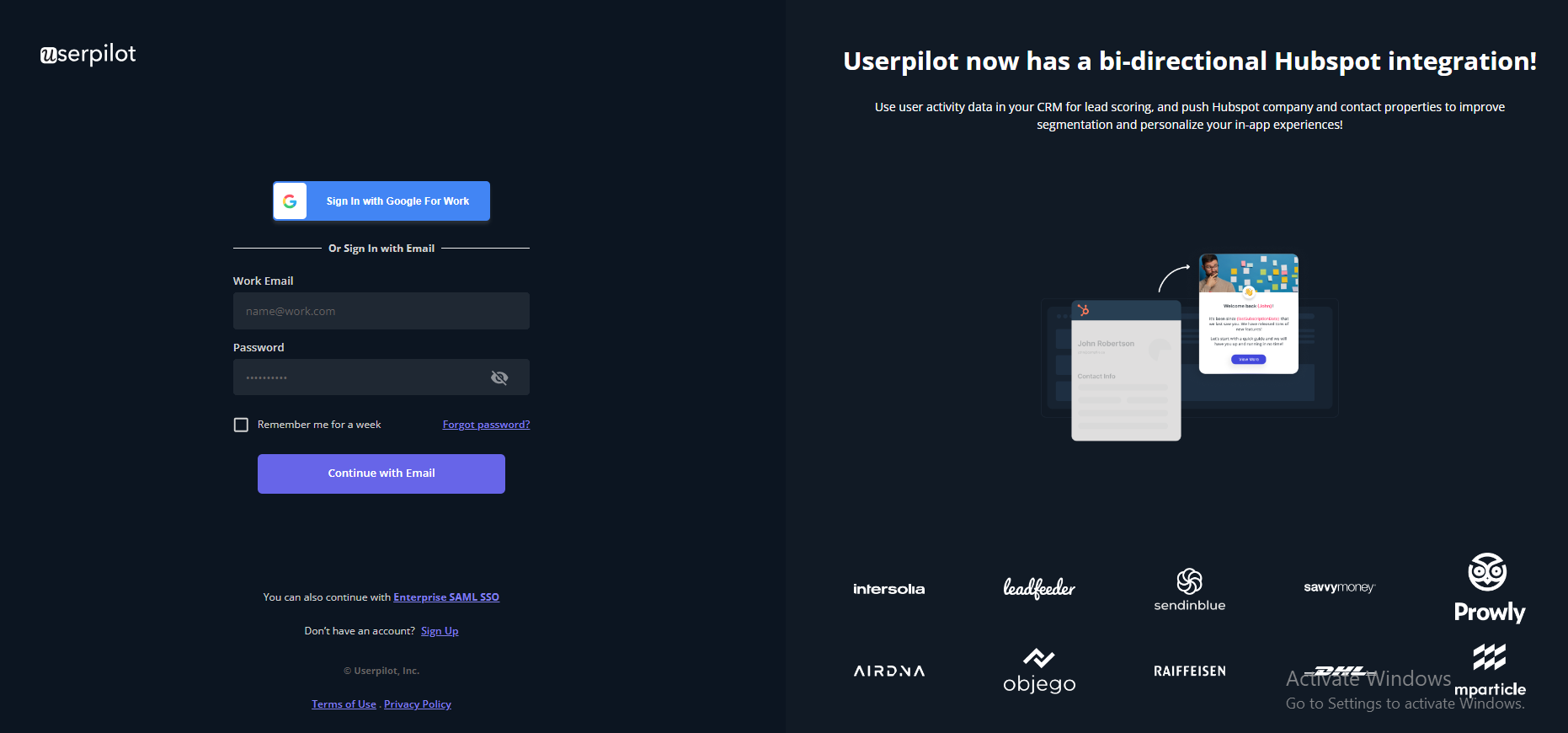 Sign-up flow example from Userpilot