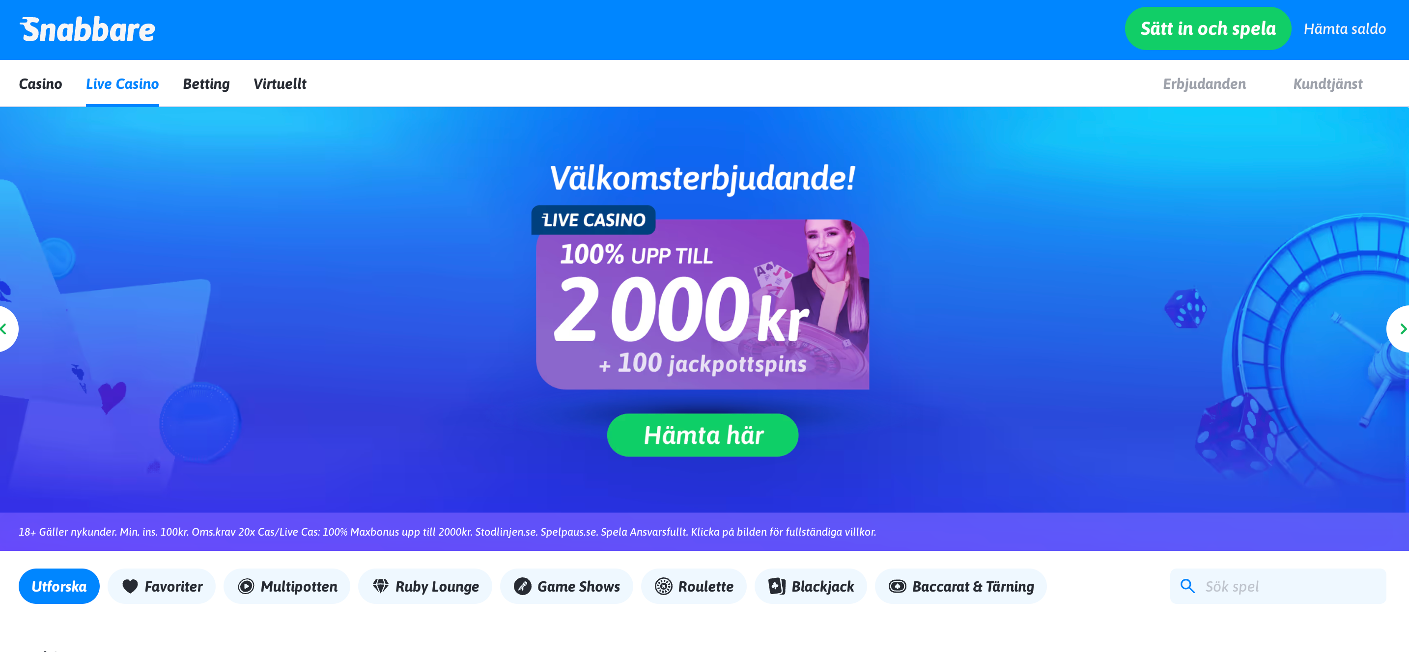 Snabbare live casino