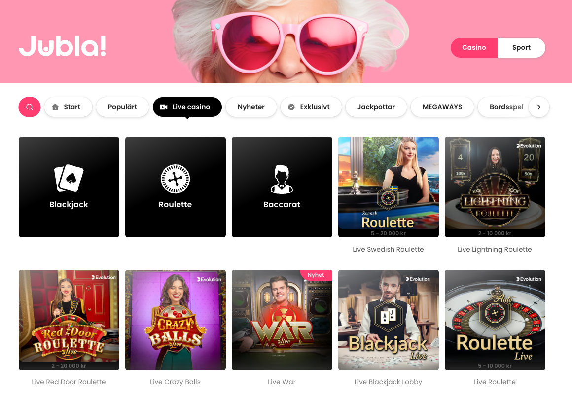 Jubla live casino