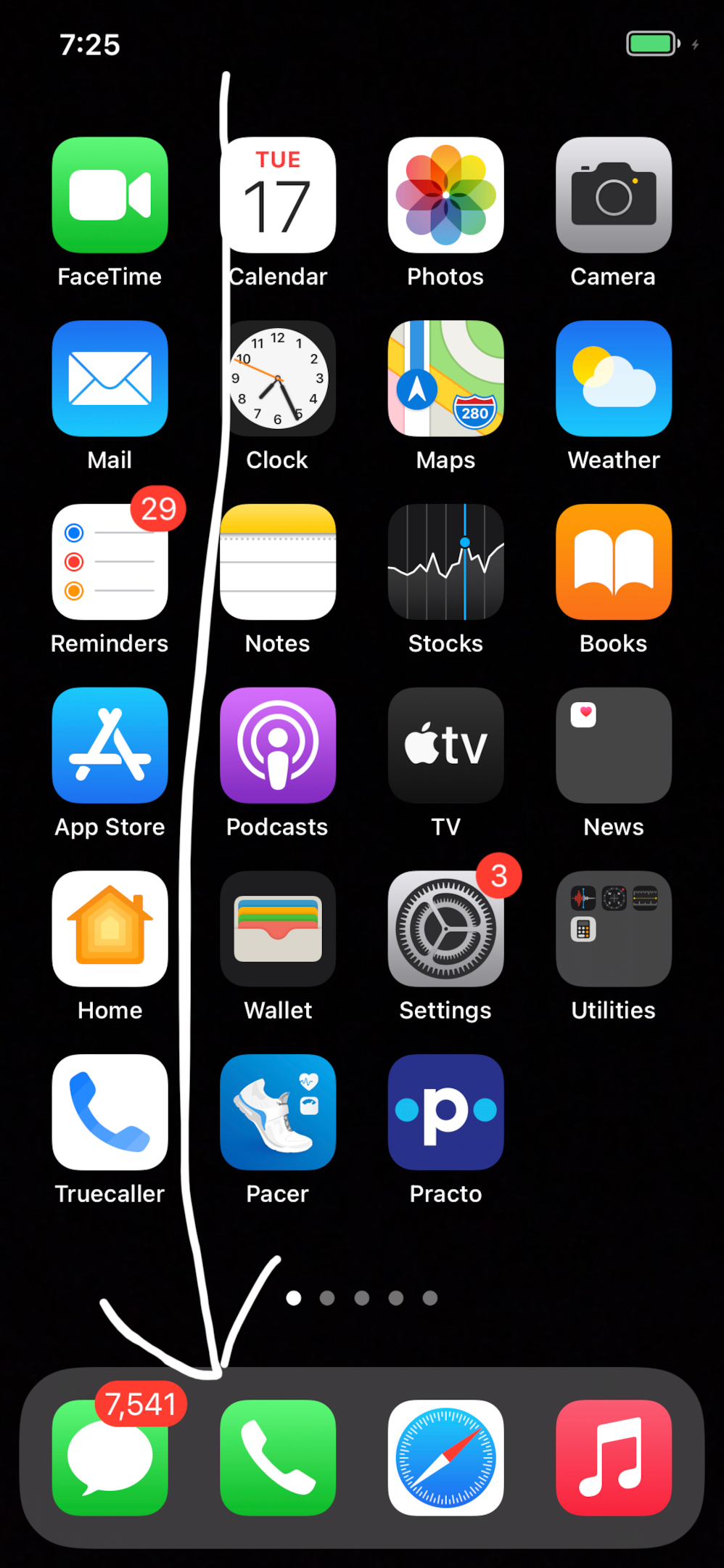Screenshot of iPhone home screen