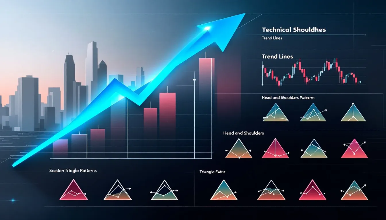 An example of various technical analysis chart patterns.