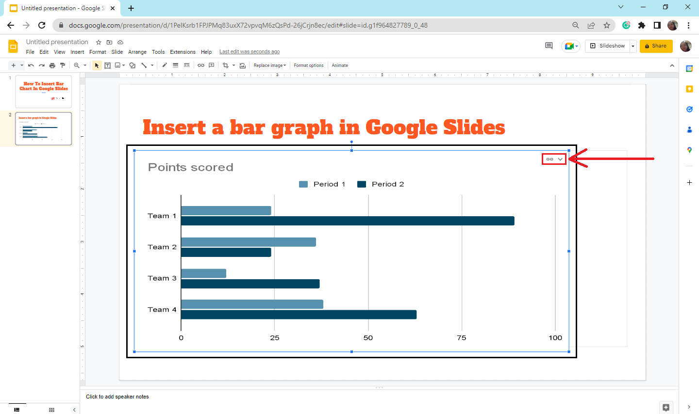 Select the "Linked Chart option"