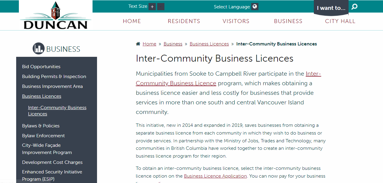City of Duncan Business Licence