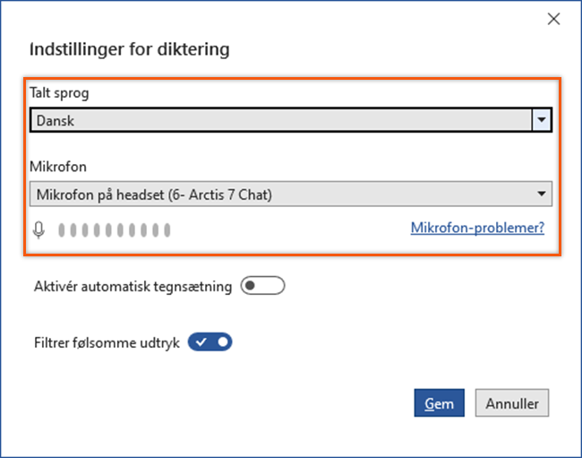 Tjek indstillingerne og tryk 