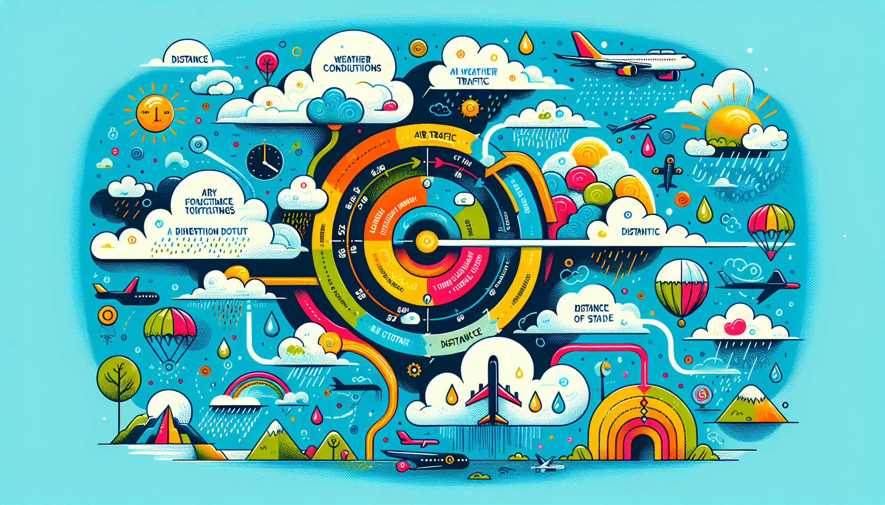 A visual representation of factors affecting flight time from Boston to San Francisco.