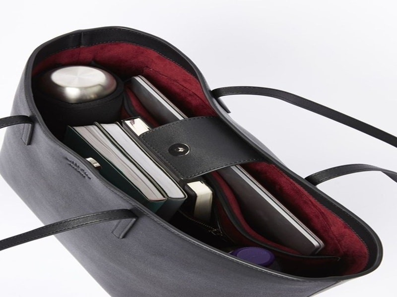 A work-appropriate leather tote bag.