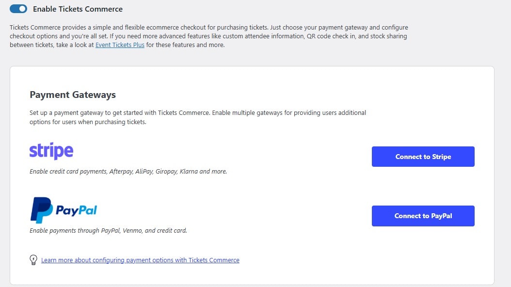 Ticket payment options