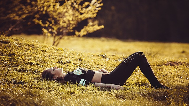 girl lying on the grass, girl, legs