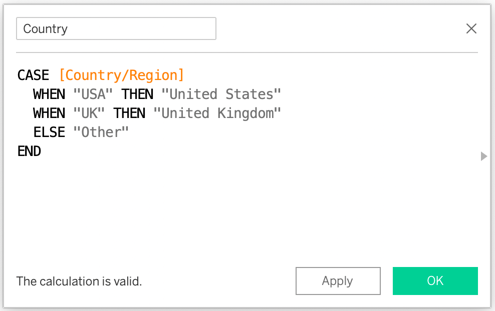 Example showcasing the usage of CASE statement with strings