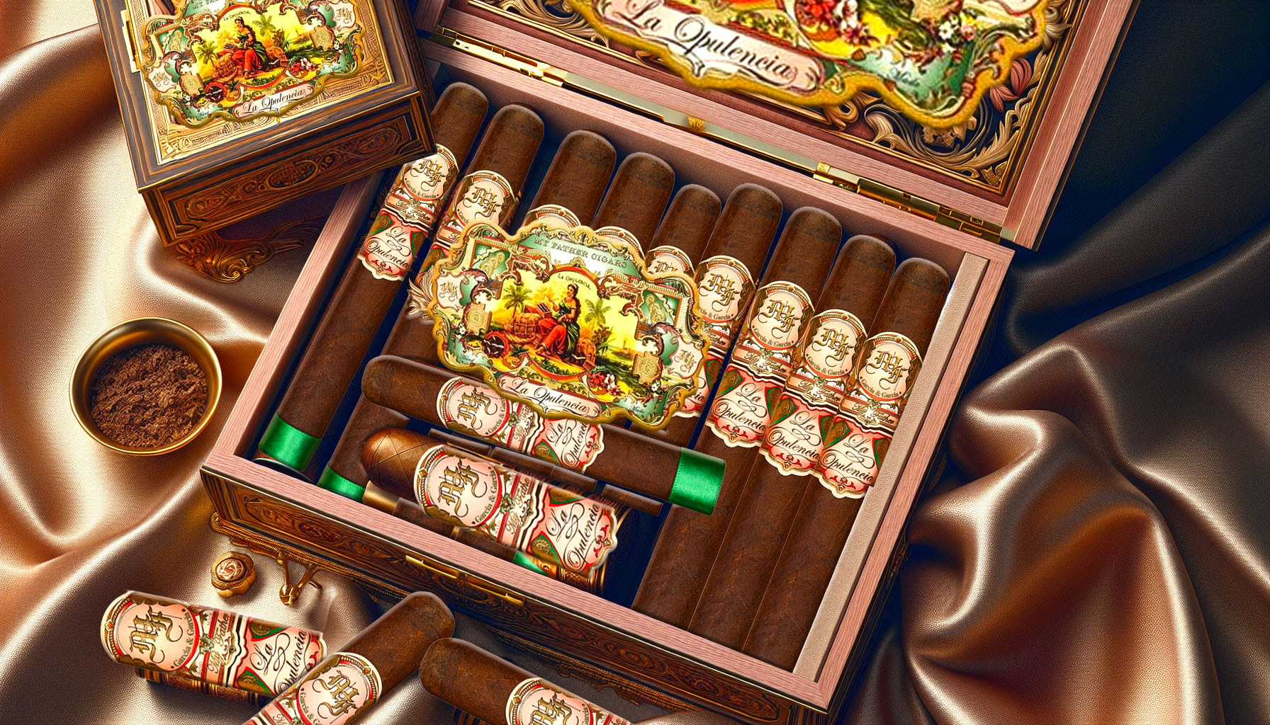 An artistic representation of My Father La Opulencia cigars showcasing luxury.