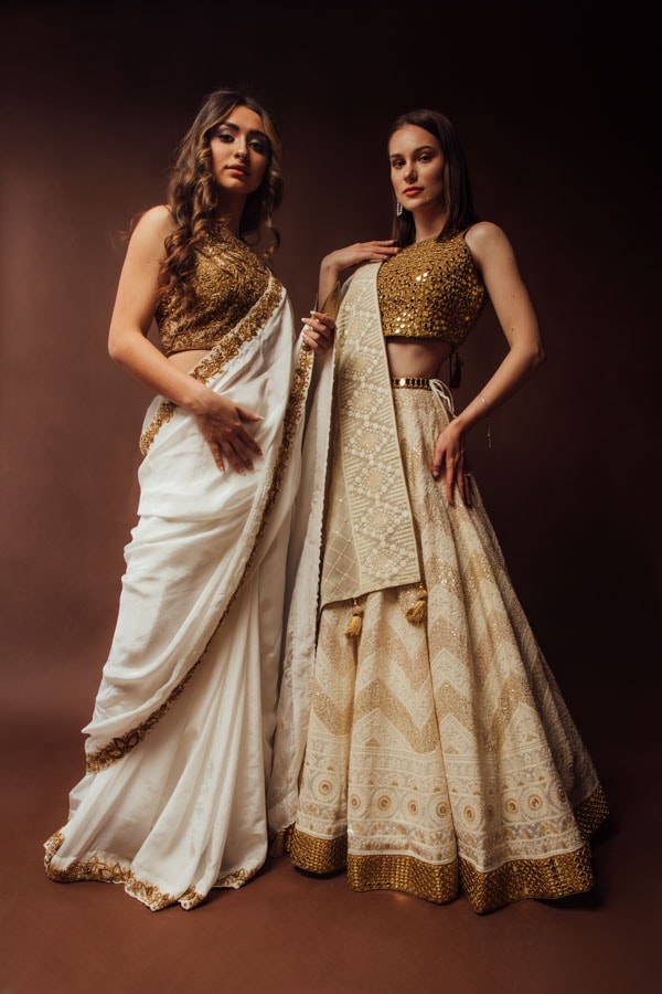 A bride wearing a stunning saree for a wedding occasion.