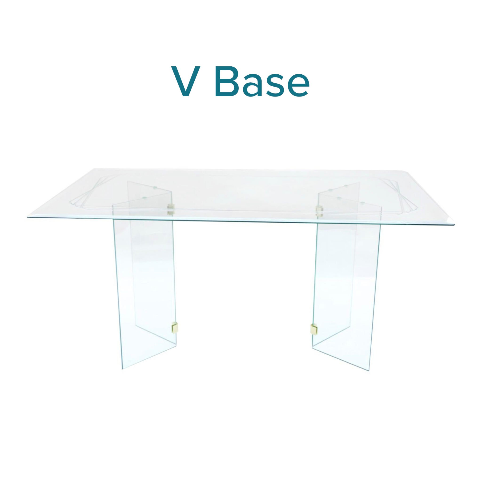 A v shape glass pedestal base for a rectangle OR an oval glass dining table