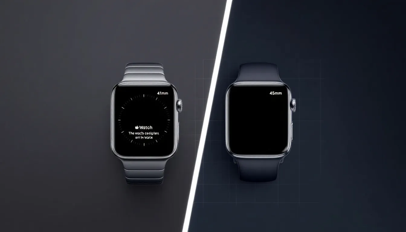 A comparison of Apple Watch 41mm and 45mm models showcasing their key differences.