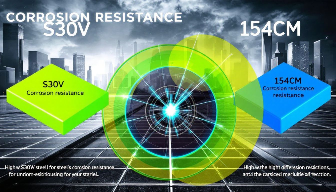 Corrosion resistance properties of S30V and 154CM steels.