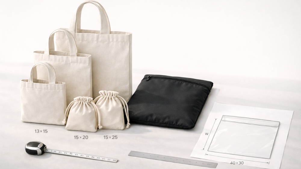 An infographic of a reference sizes of different packaging prodcuts