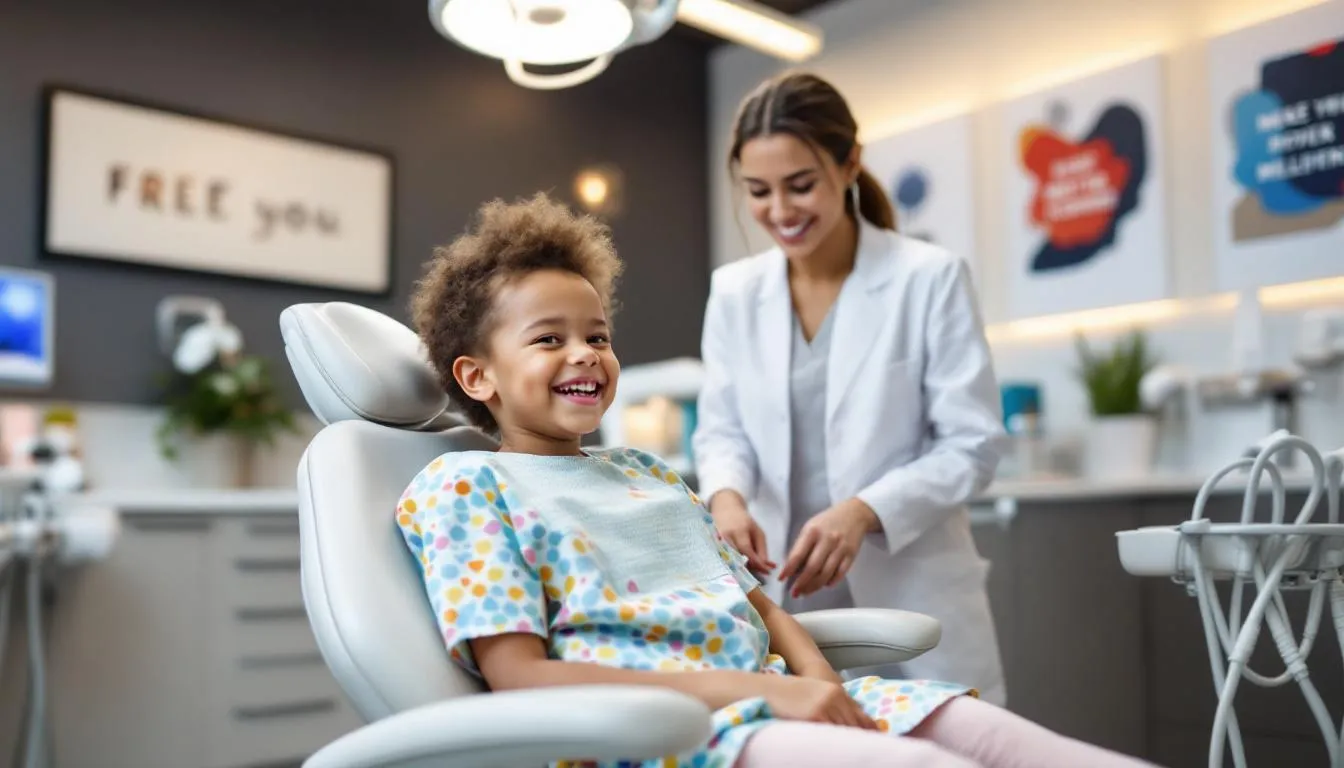 A young patient receiving early orthodontic intervention.