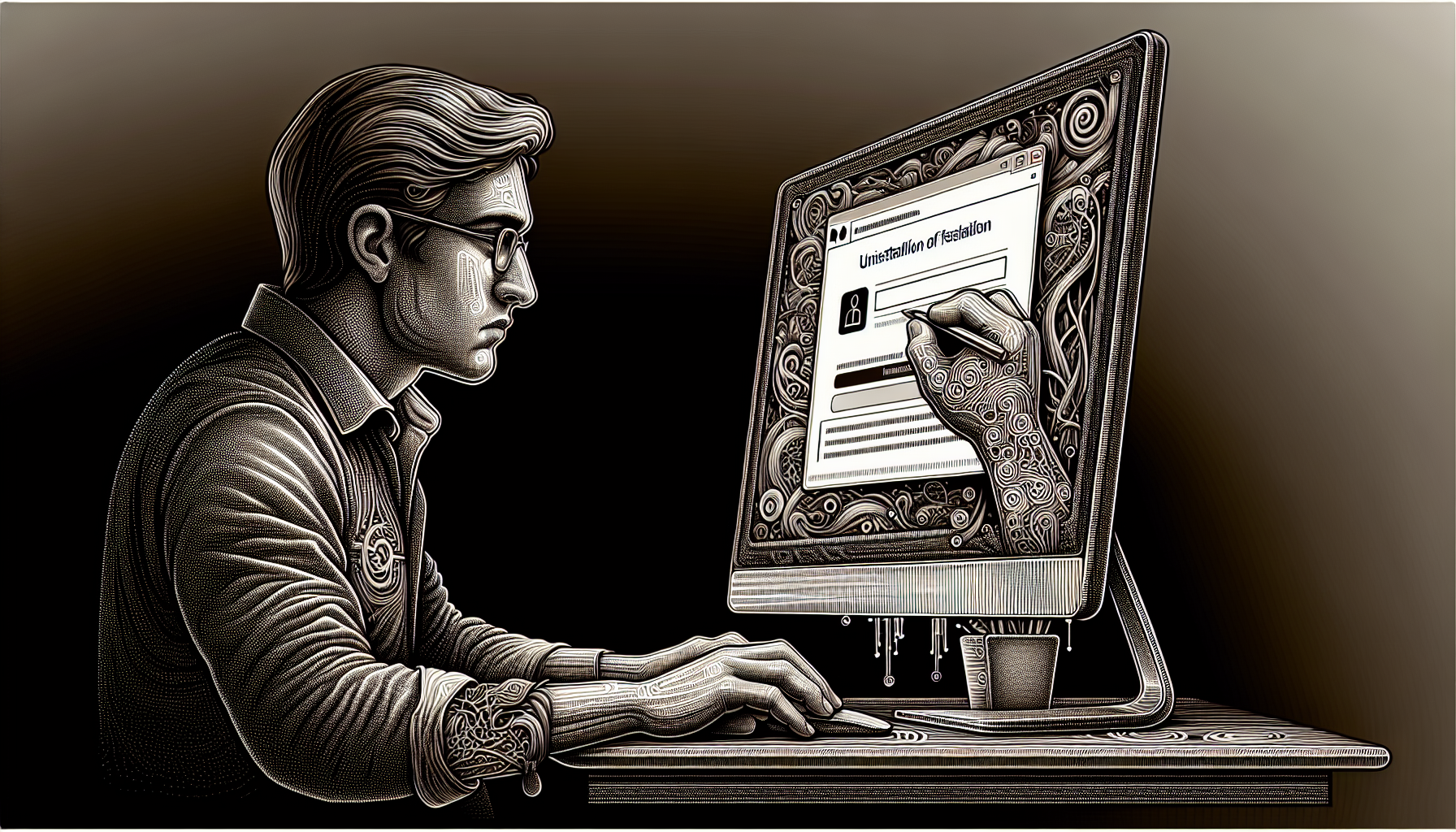 Illustration of a person removing third-party software from their computer