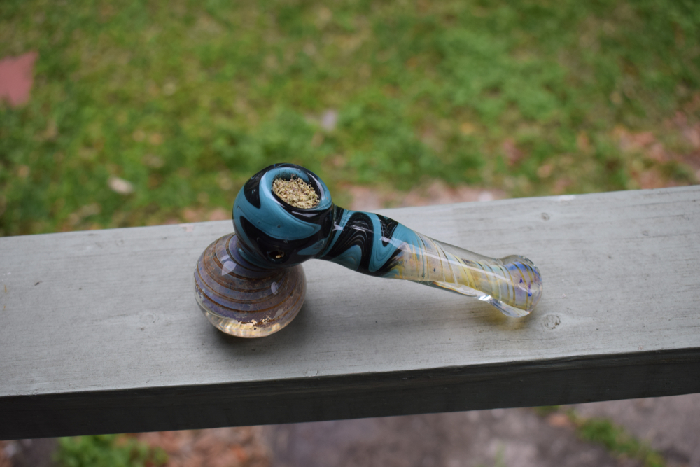bubbler pipe sitting on a ledge