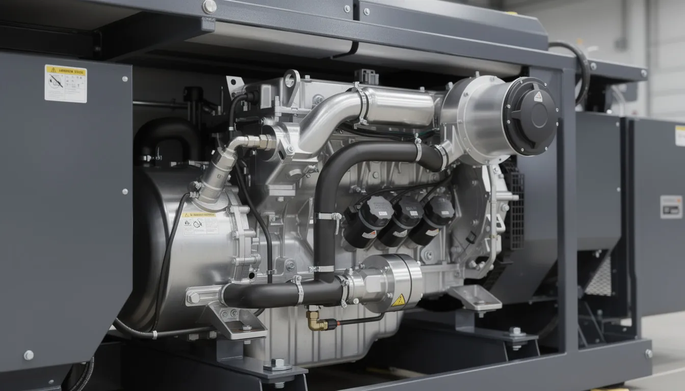 The image shows a close-up view of a compact diesel engine, specifically a bobcat 743 engine, installed within the engine bay of equipment. The intricate components are visible, highlighting details such as oil lines and the fuel tank capacity, essential for verifying performance and addressing issues like hard starts in cold conditions.