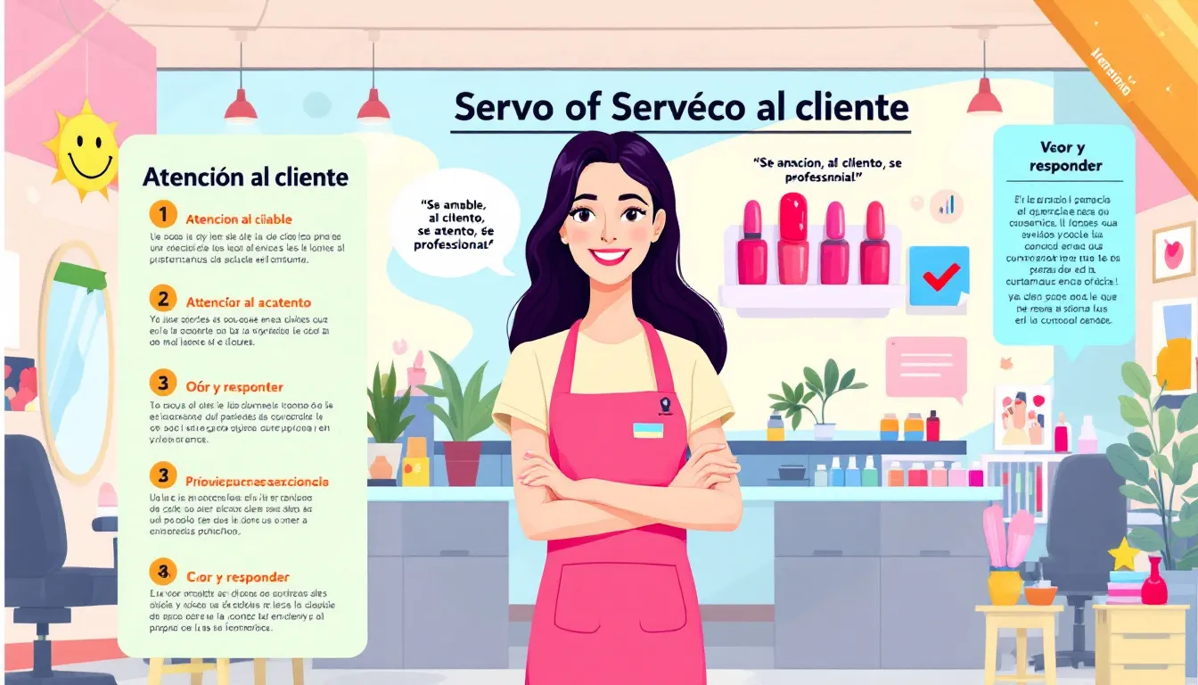 Servicio al cliente en un negocio de uñas.