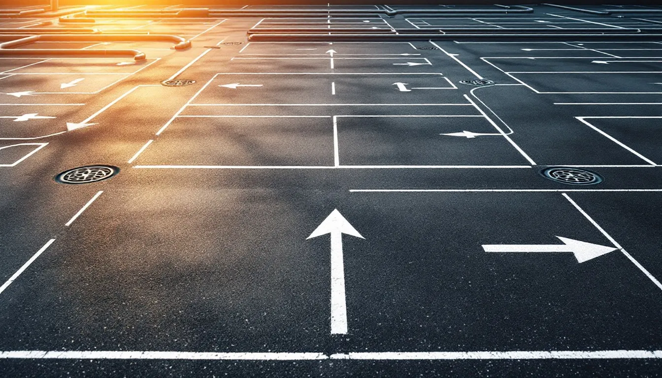 A busy car park with tarmac surfaces, showcasing the durability of the material.