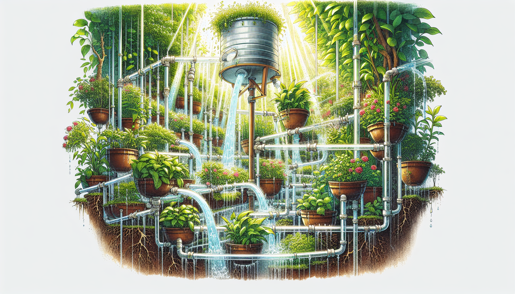 Diagram showing how Autopot irrigation systems operate without electricity.