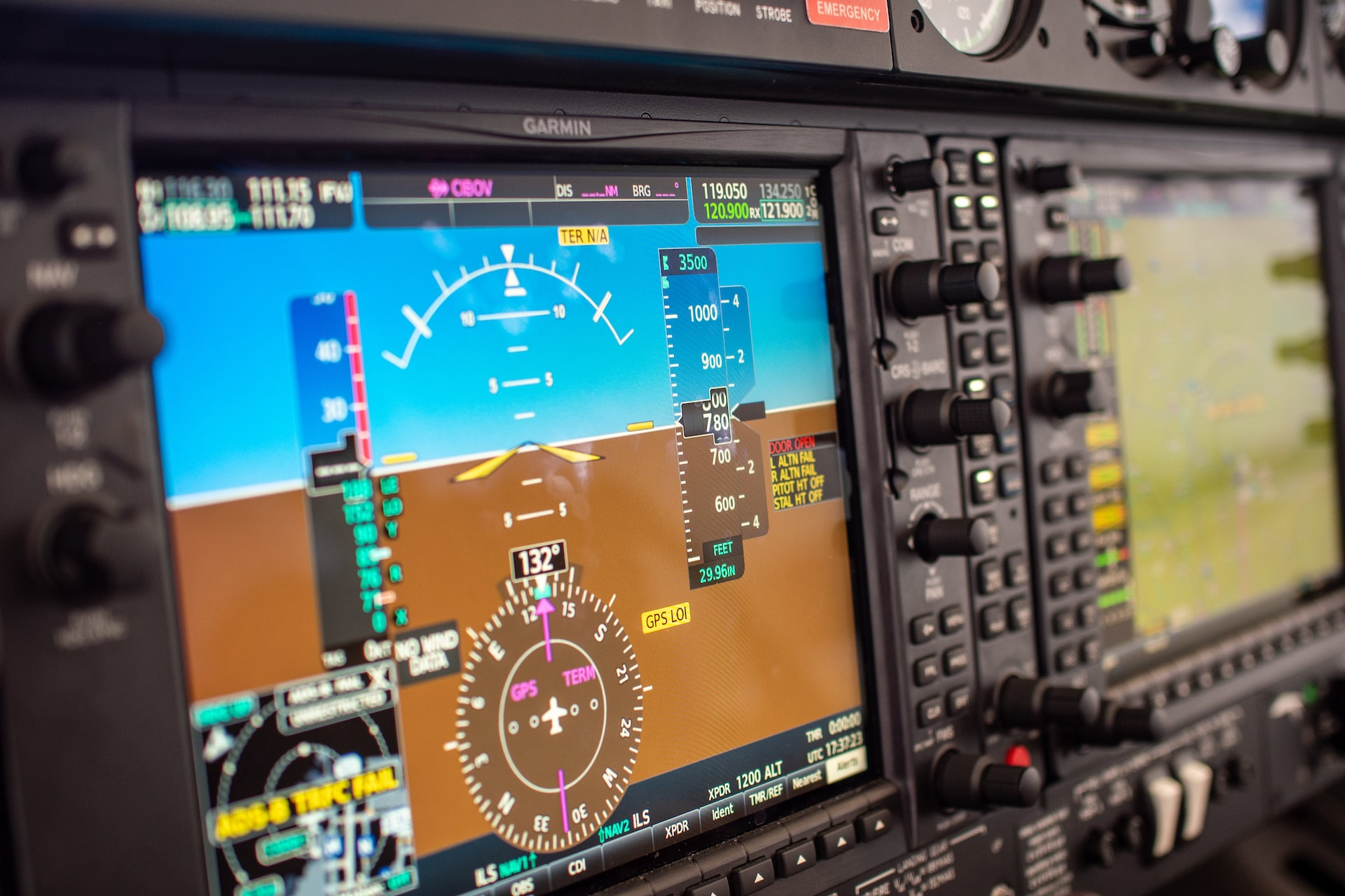 A colorful screen of an aircraft navigation system. Can pilots be color blind?