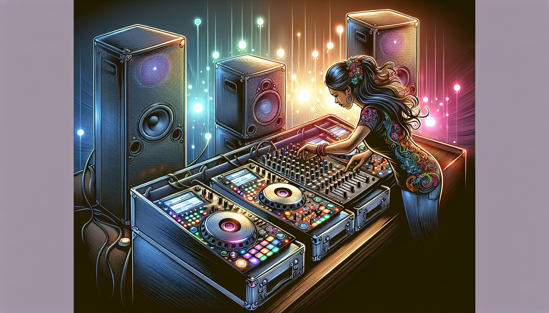 A professional DJ setting up equipment for a wedding