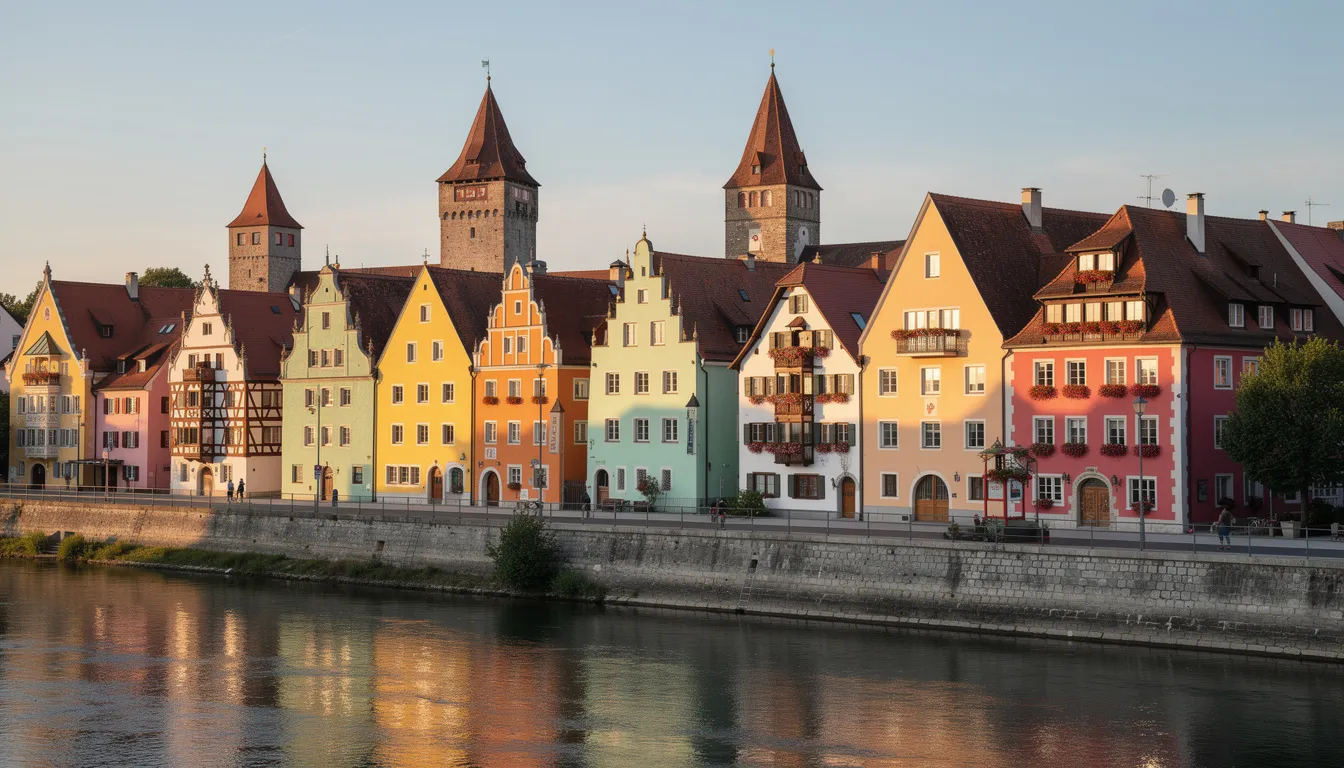 Die historische Altstadt von Landsberg am Lech zeigt sich mit bunten Häusern und beeindruckenden mittelalterlichen Türmen, die eine malerische Kulisse für einen Spaziergang durch die charmante Stadt bieten. Diese Region, ideal für einen Campingurlaub am Ammersee, lädt dazu ein, die Natur zu erkunden und verschiedene Freizeitaktivitäten zu genießen.