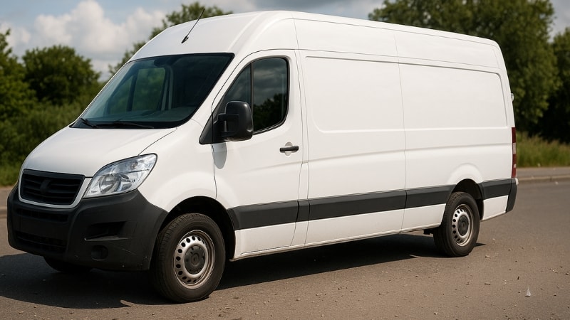 Paint of van protected by vinyl wrap from pebbles and stones