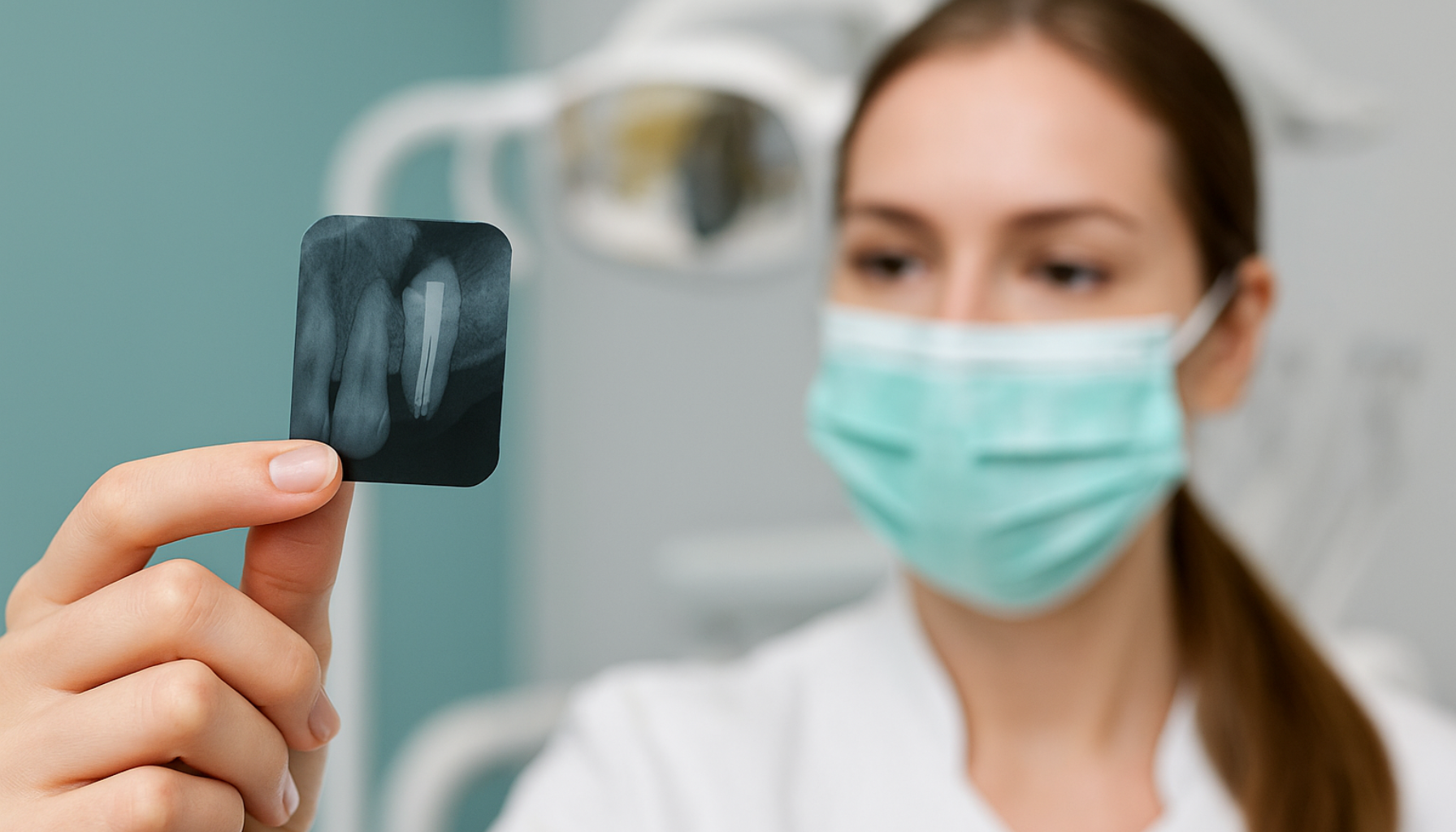 Tannlege undersøker røntgenbilde av rotfylt tann med betennelse i moderne klinikk. betennelse i rotfylt tann symptomer rotfylt tann reinfisert rotfylling midt inne i tannen tannen bygges opp igjen behandling av tann bygges opp igjen innebærer at pulpa renses tannen er ferdig rotfylt rotfylling innebærer at pulpa ta kontakt utsatt for å knekke renses bort pulpa renses bort nye bakterier må tannen bygges tannen tannen med en krone forsøk på å redde rotfylte tannen rotfylle en tann rotfylling rotfylte tenner midlertidig fylling tann bakterier kommer mer utsatt redde tannen bakterietett materiale under lokalbedøvelse fjerne tannen betennelse rotfylt bakterier tannlegen nerven pulpa smerter behandlingen behandling tenner tilfeller rotfyllingen krone dersom fig symptomer derfor infeksjon ofte gjøre komme igjen fylling flere rotfylles tid hull viktig mer